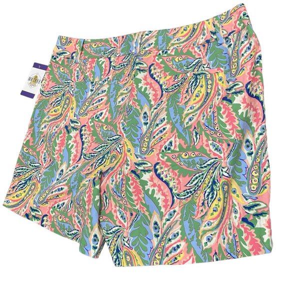 Talbots Womens 12 Petite Perfect Short Chino Botanical Paisley Pockets Stretch - Picture 8 of 15